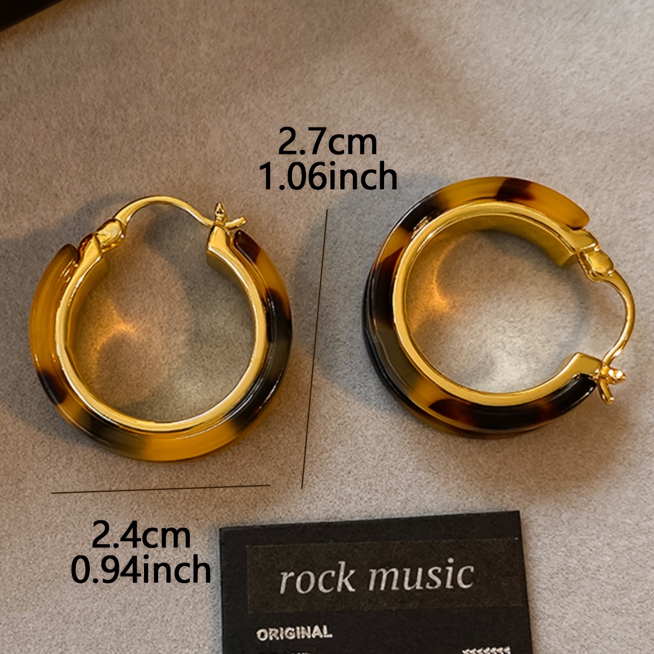 Women's Vintage Leopard Print Geometric Hoop Earrings, High-End
